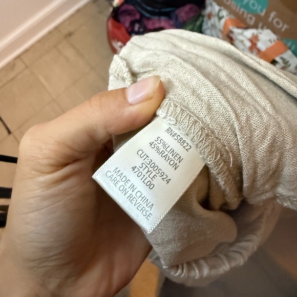 Max Studio Beige Linen Blend Wide Leg Pants - Picture 3 of 4